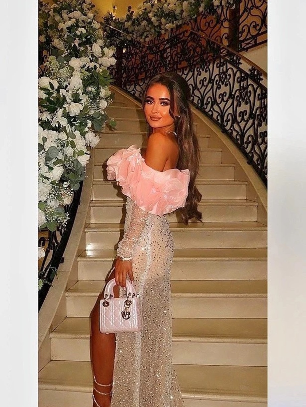 Custom Pretty Glow Up Off Shoulder Maxi Dress Pink